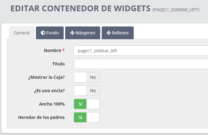 Como hacer que no aparezcan widgets heredados en una página concreta